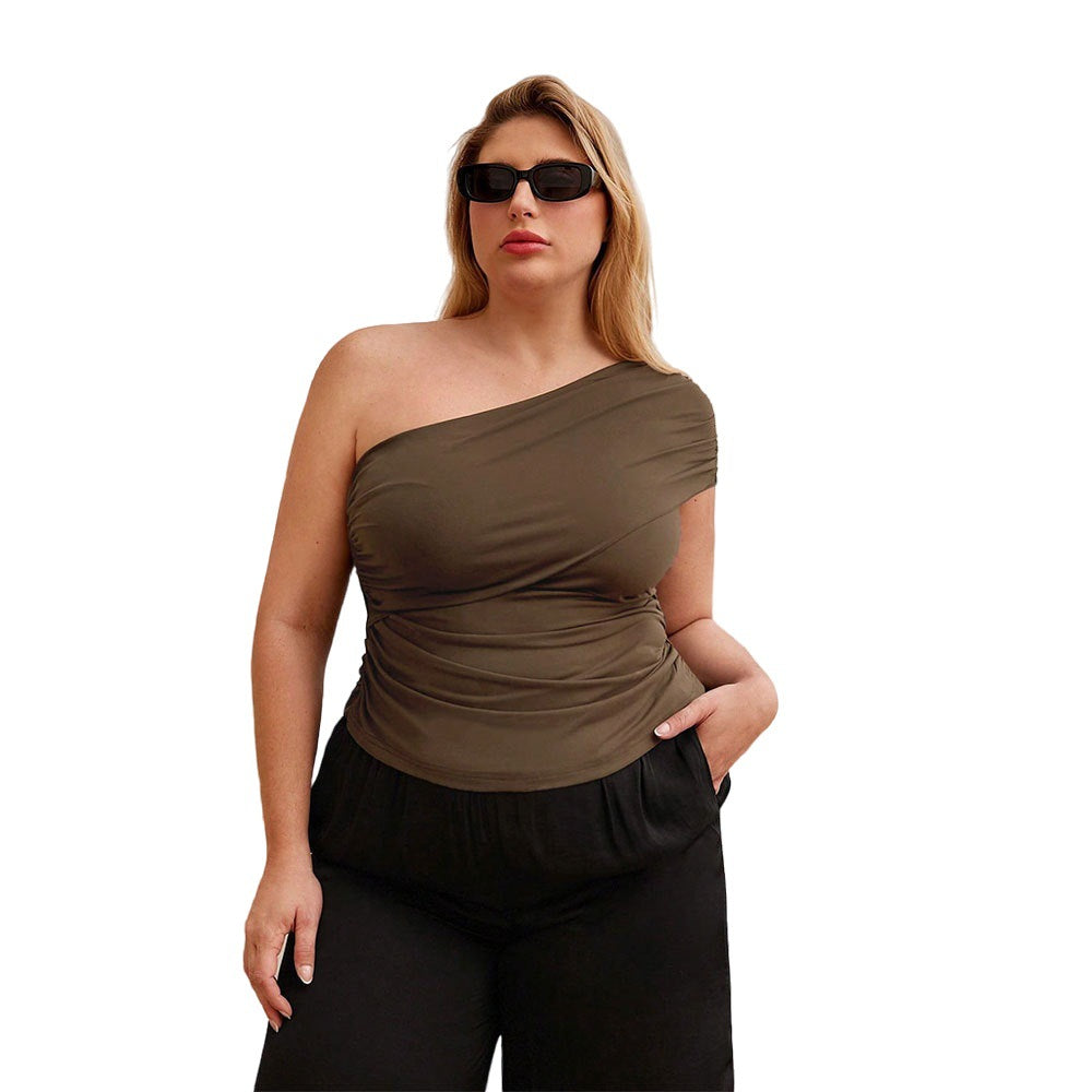 Damen asymmetrisches Wickeloberteil mit elegantem Rüschendesign R&B