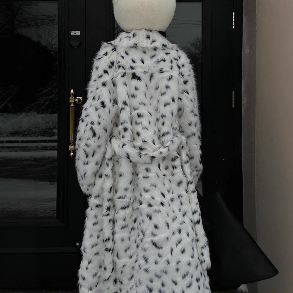 Damen luxuriöse Kunstfelljacke mit auffälligem Tiermotiv R&B