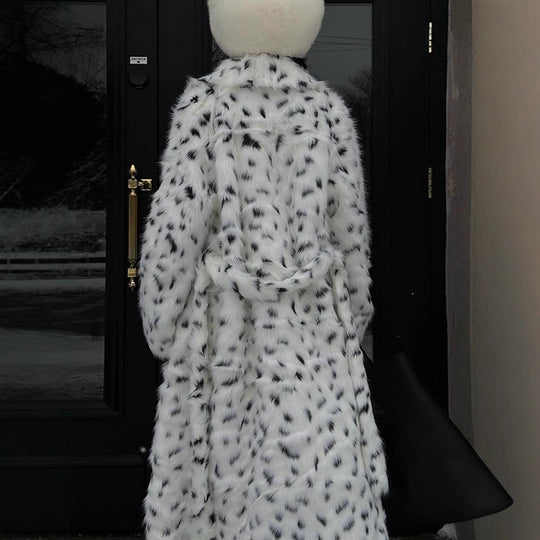 Damen luxuriöse Kunstfelljacke mit auffälligem Tiermotiv R&B