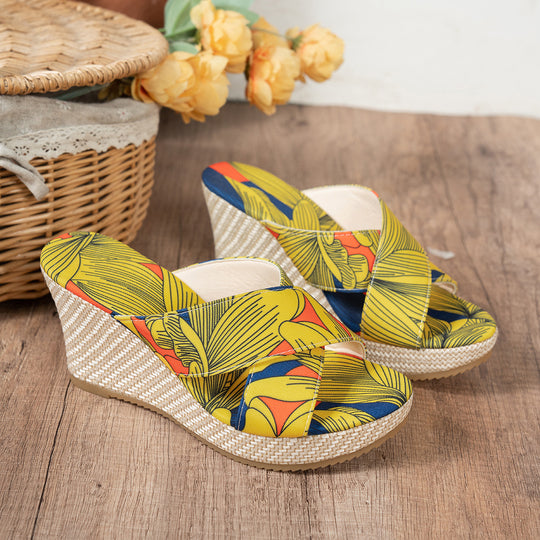 Damen Wedge-Sandalen mit floralem Design und rutschfester Sohle R&B