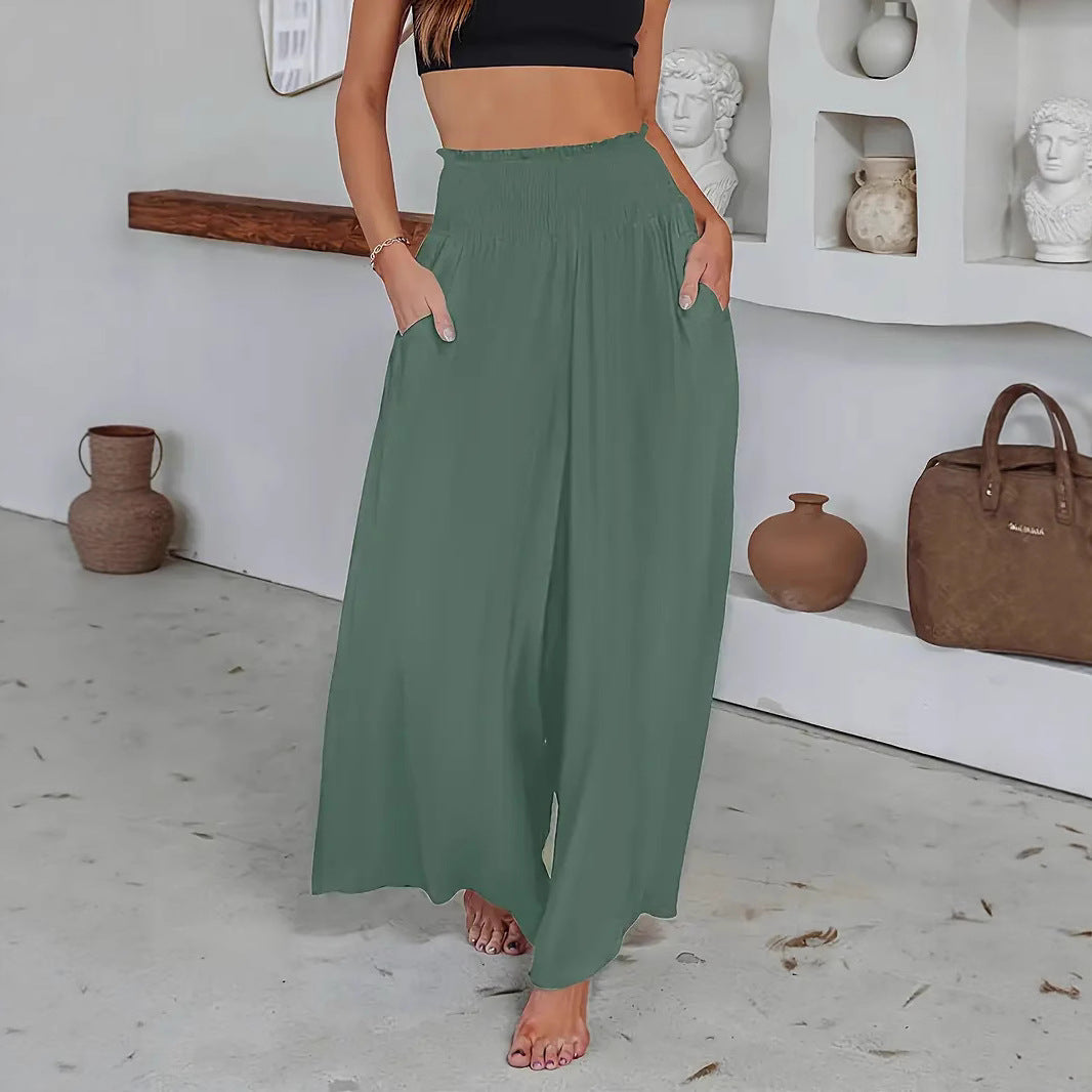 Damen Luftige Palazzo-Hose mit elastischem Bund R&B