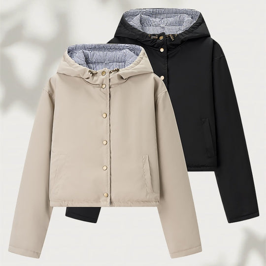 Damen gestepptes Übergangsjacke mit praktischer Kapuze R&B