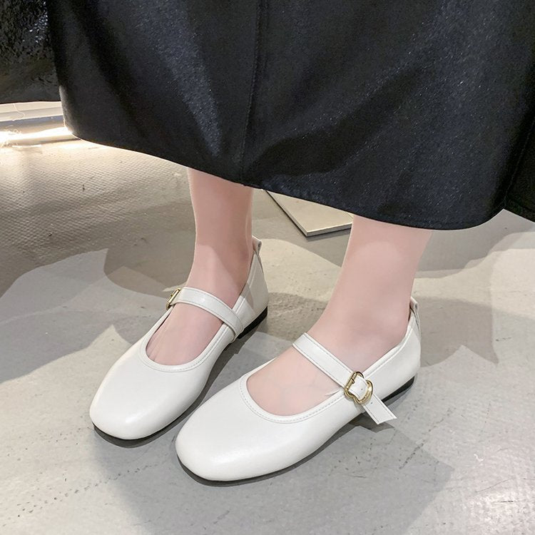 Damen komfortable Ballerinas mit verstellbarem Riemen und elegantem Schnallenakzent R&B