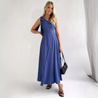 Damen Maxikleid mit asymmetrischem Ausschnitt und eleganter Schulterpartie R&B