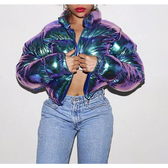 Damen glänzende Steppjacke R&B