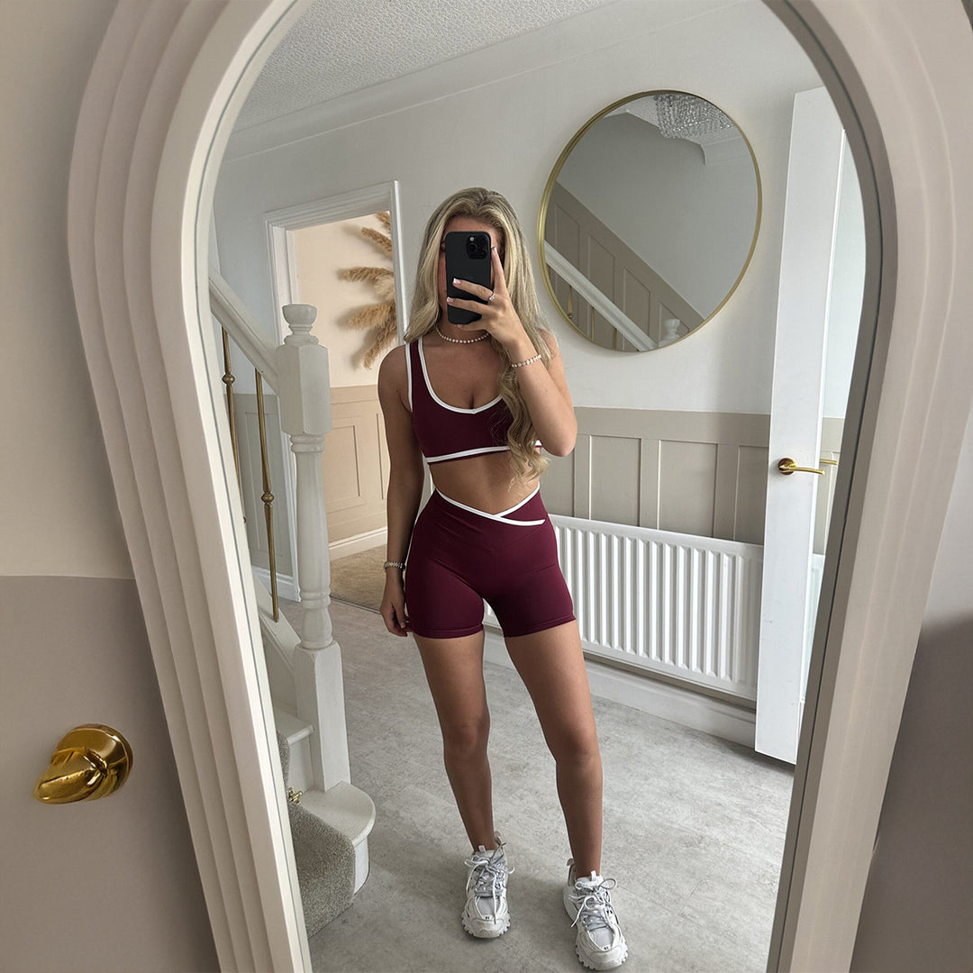 Damen Sportliches Oberteil und Shorts Set R&B