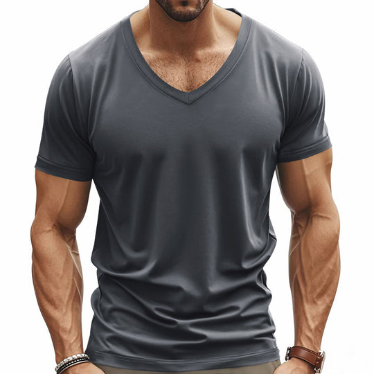 Herren nan V-Ausschnitt Funktionsshirt aus leichtem Interlock mit figurnahem Schnitt R&B