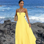 Damen Elegantes Maxi-Kleid mit plissierten Details und schickem Cut-Out R&B