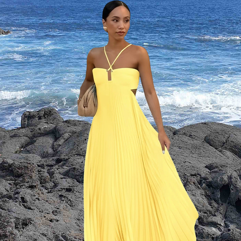 Damen Elegantes Maxi-Kleid mit plissierten Details und schickem Cut-Out R&B
