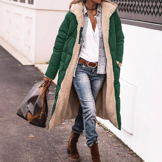 Damen Wintermantel im lässigen Oversized-Stil mit Kapuze und seitlichen Taschen R&B