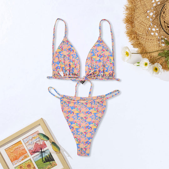 Damen Blumenmuster Triangel-Bikini R&B