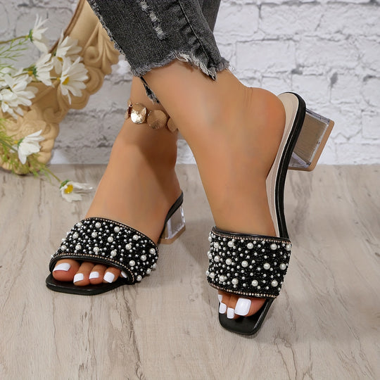 Damen Absatzsandalen mit transparenten Riemen und glitzerndem Akzent R&B