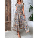 Damen Elegantes Maxikleid mit Floral- und Smock-Detail R&B