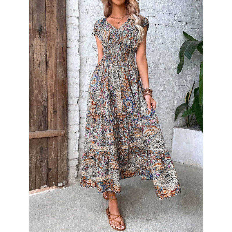 Damen Elegantes Maxikleid mit Floral- und Smock-Detail R&B