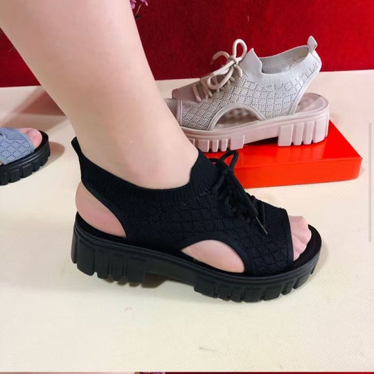 Damen Bequeme und leichte Sandalen mit elastischem Riemen und rutschfester Sohle R&B
