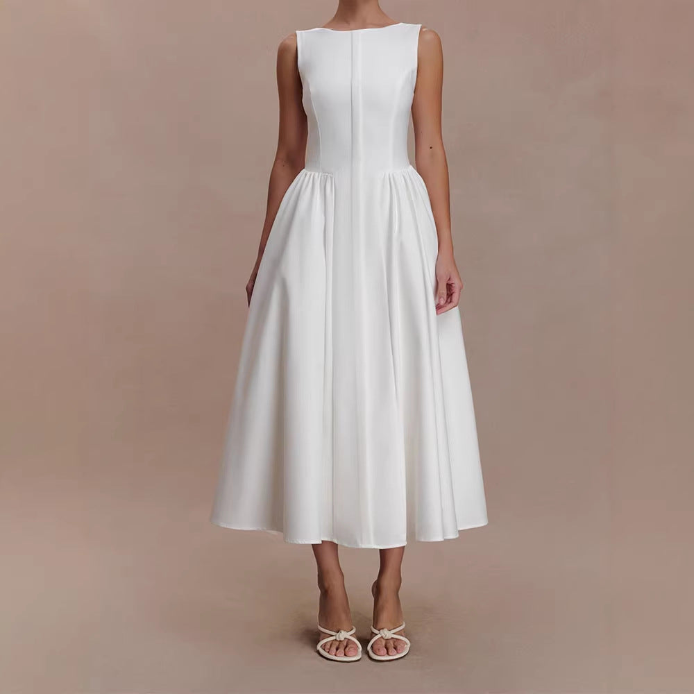 Damen Elegantes Midikleid mit femininen A-Linien-Rock R&B