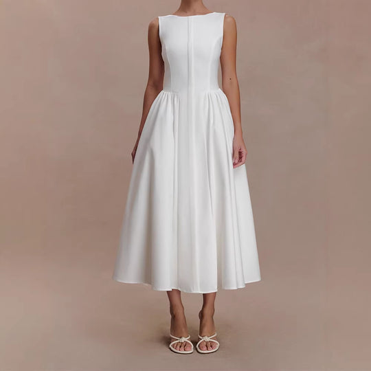 Damen Elegantes Midikleid mit femininen A-Linien-Rock R&B