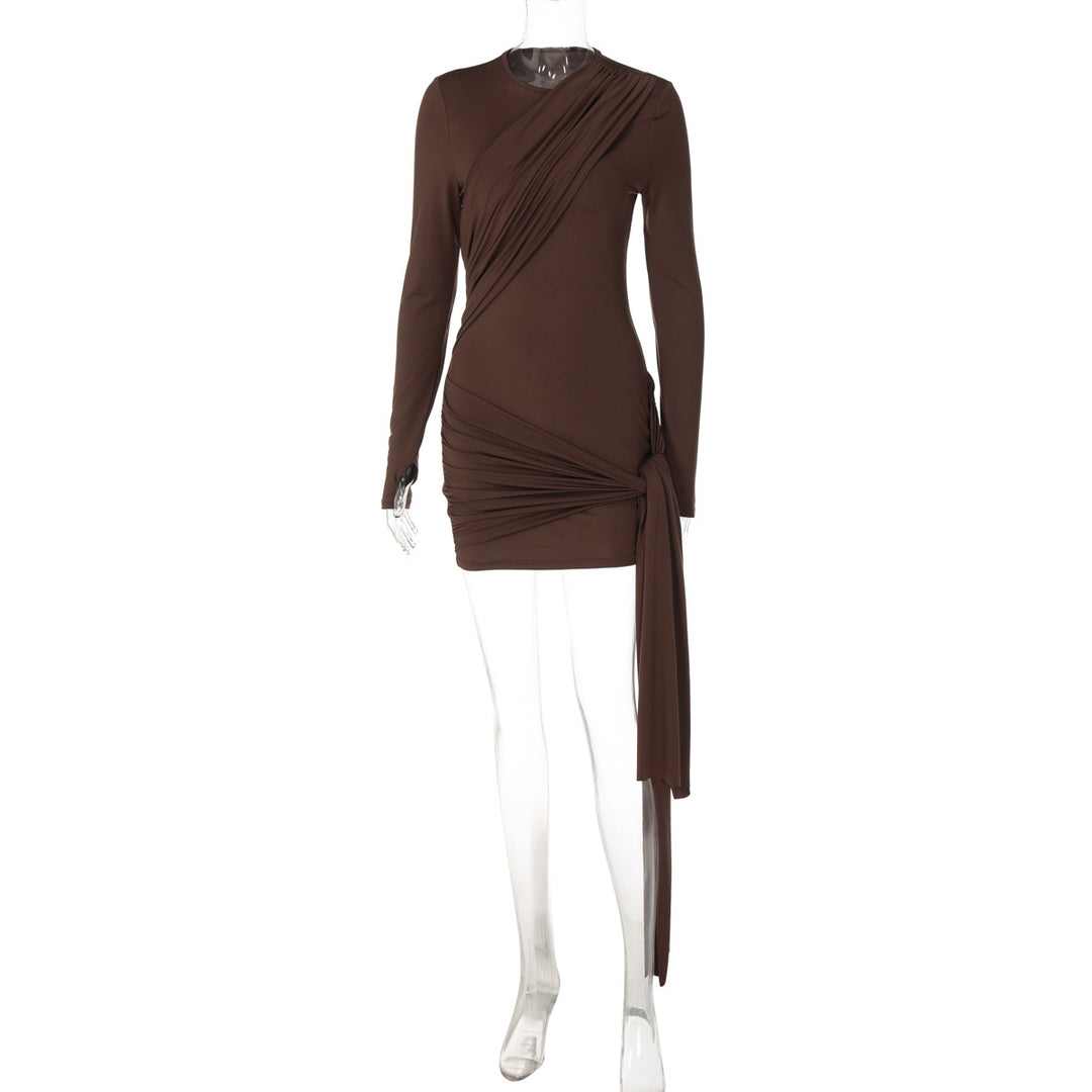 Damen Wickelkleid mit raffinierter Drapierung und langen Ärmeln R&B
