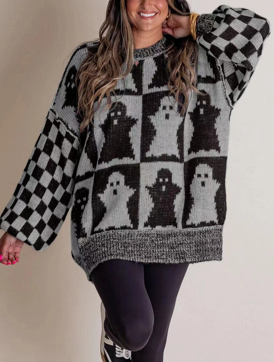 Damen Großer, gemütlicher Strickpullover mit Geisterdesign R&B