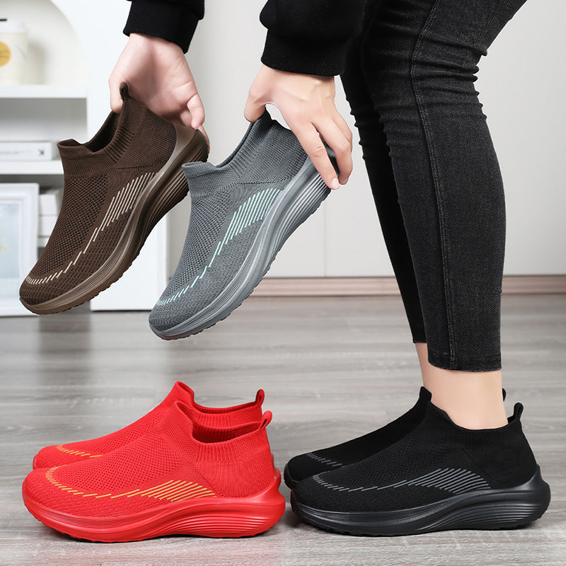 Damen Bequeme und atmungsaktive Slip-On Sneakers mit nahtloser Strick-Oberfläche