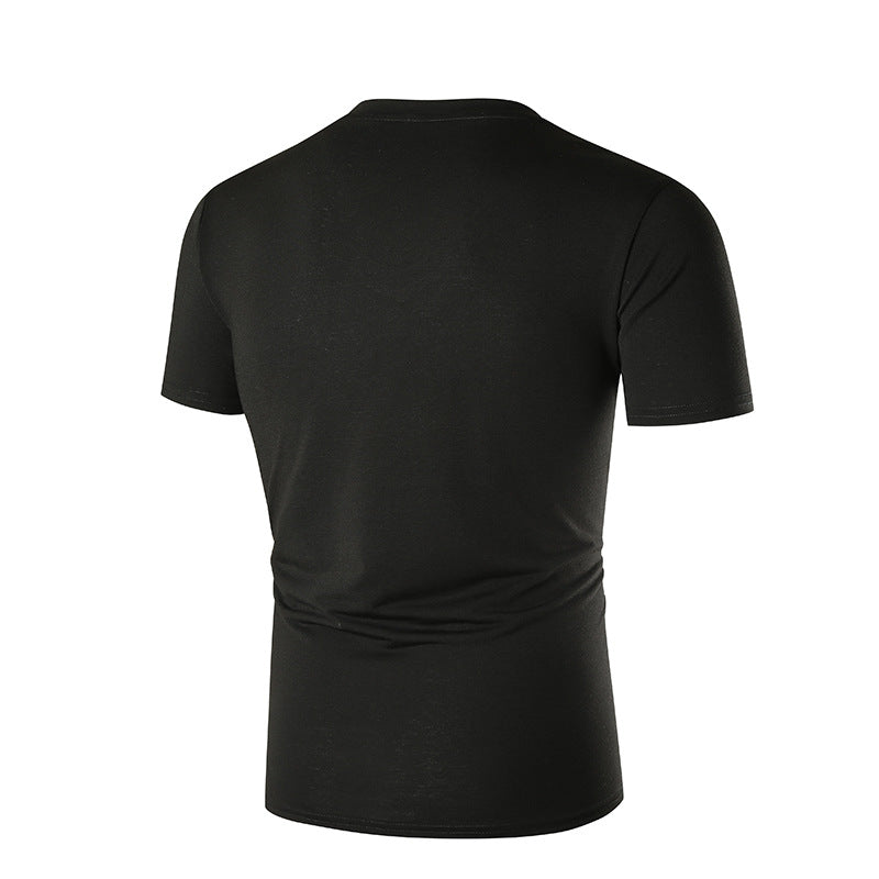 Herren V-Ausschnitt T-Shirt mit Brusttasche und figurbetonter Passform