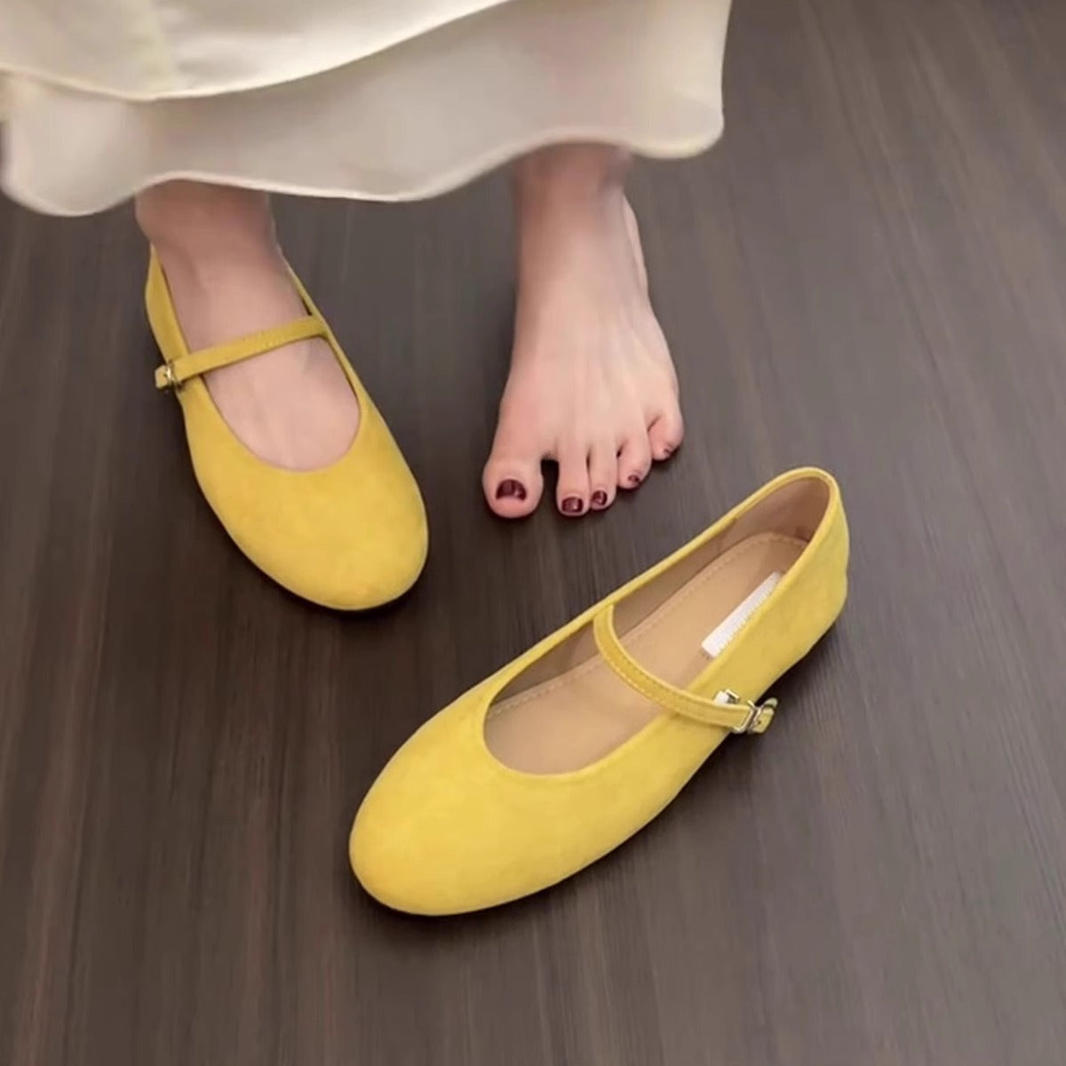 Damen Ballerinas mit elegantem Schnallenverschluss und weichem Wildleder R&B