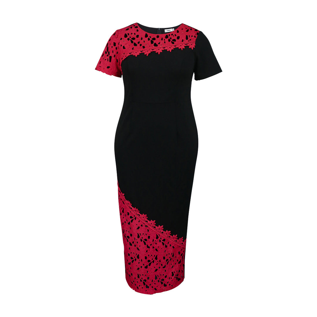 Damen Elegantes Kleid mit Spitzenakzenten und Figurbetontem Schnitt R&B