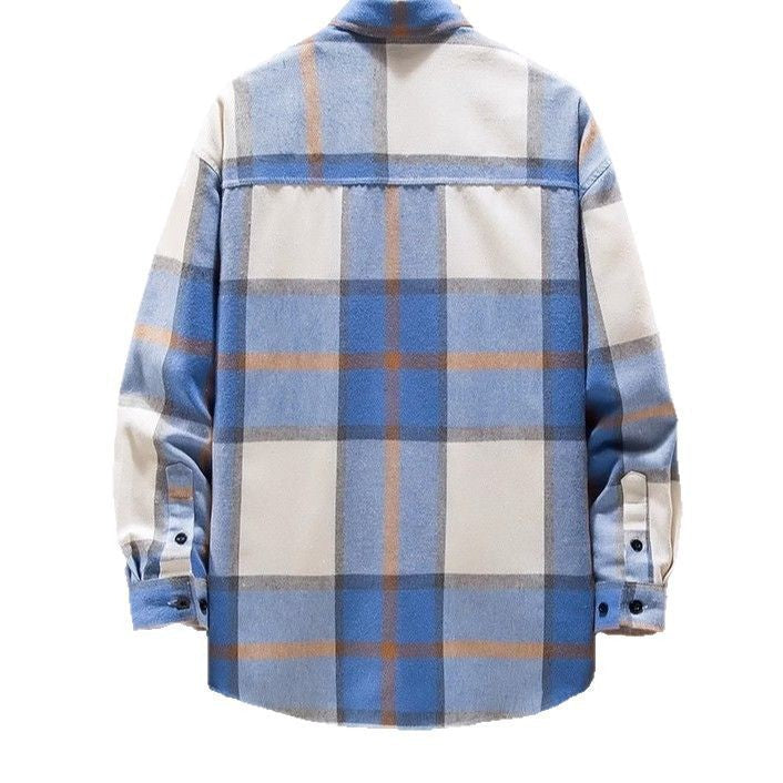 Herren nan oversized kariertes Flanellhemd mit Brusttasche und klassischem Knopfverschluss R&B