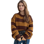 Damen Übergroßer gestreifter Strickpullover R&B