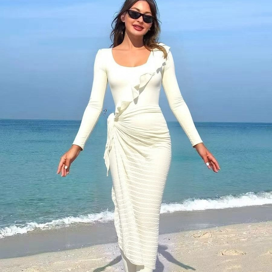 Damen Elegantes Sommerkleid mit Wickeloptik R&B