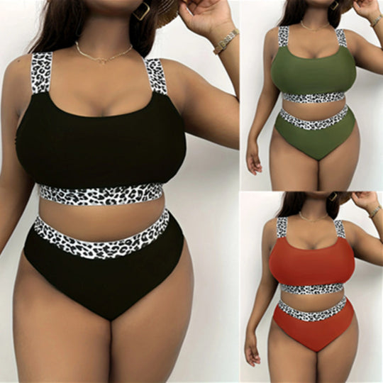 Damen Hochgeschnittenes Bikini-Set mit trendigem Tiermuster R&B