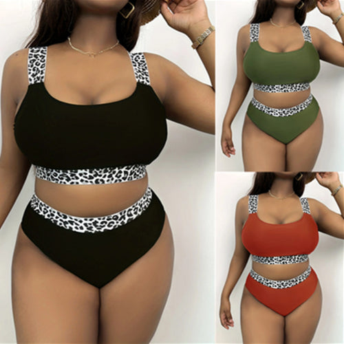 Damen Hochgeschnittenes Bikini-Set mit trendigem Tiermuster R&B