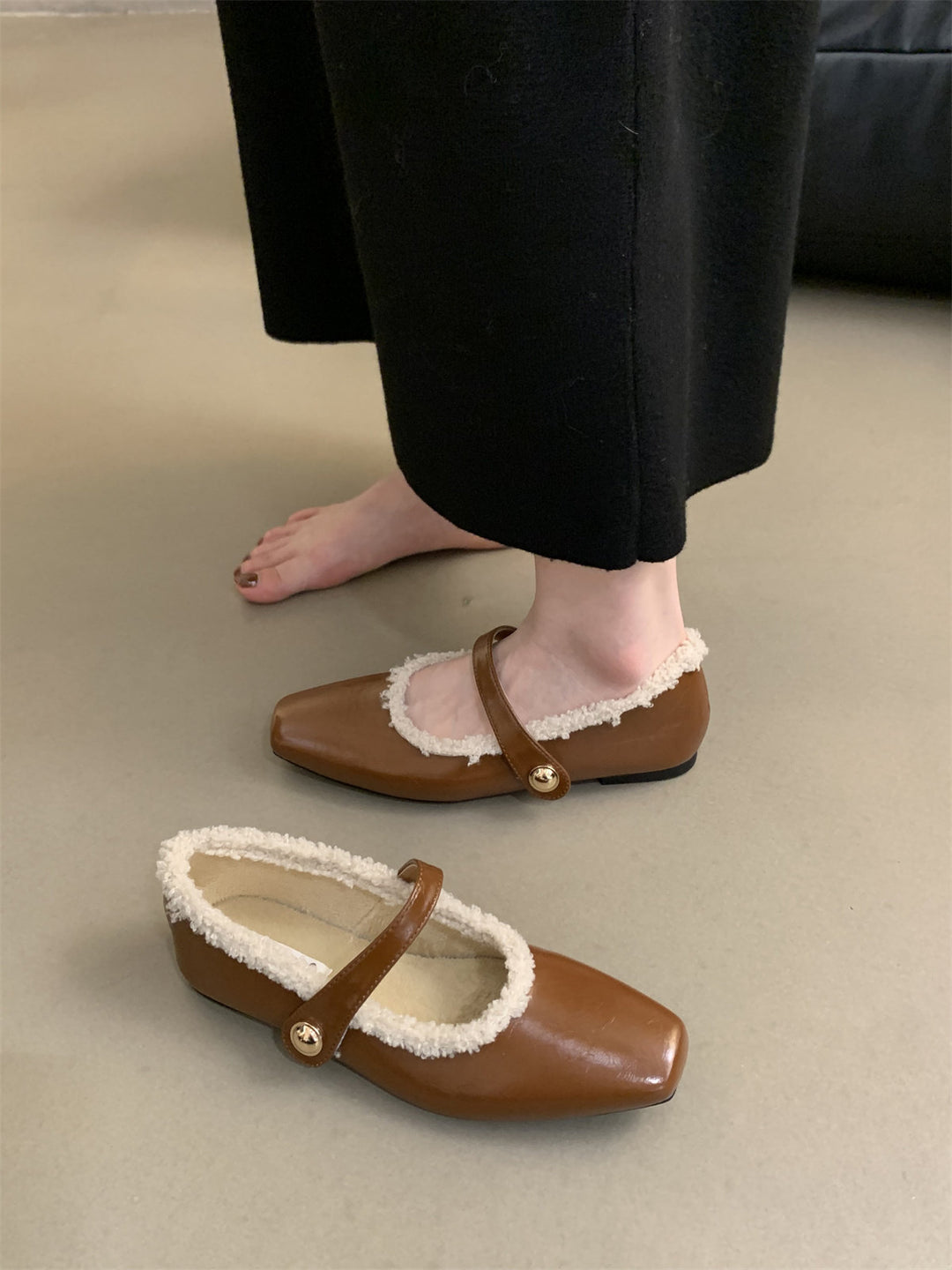 Damen Ballerinas mit modischem Riemchen und weichem Innenfutter R&B