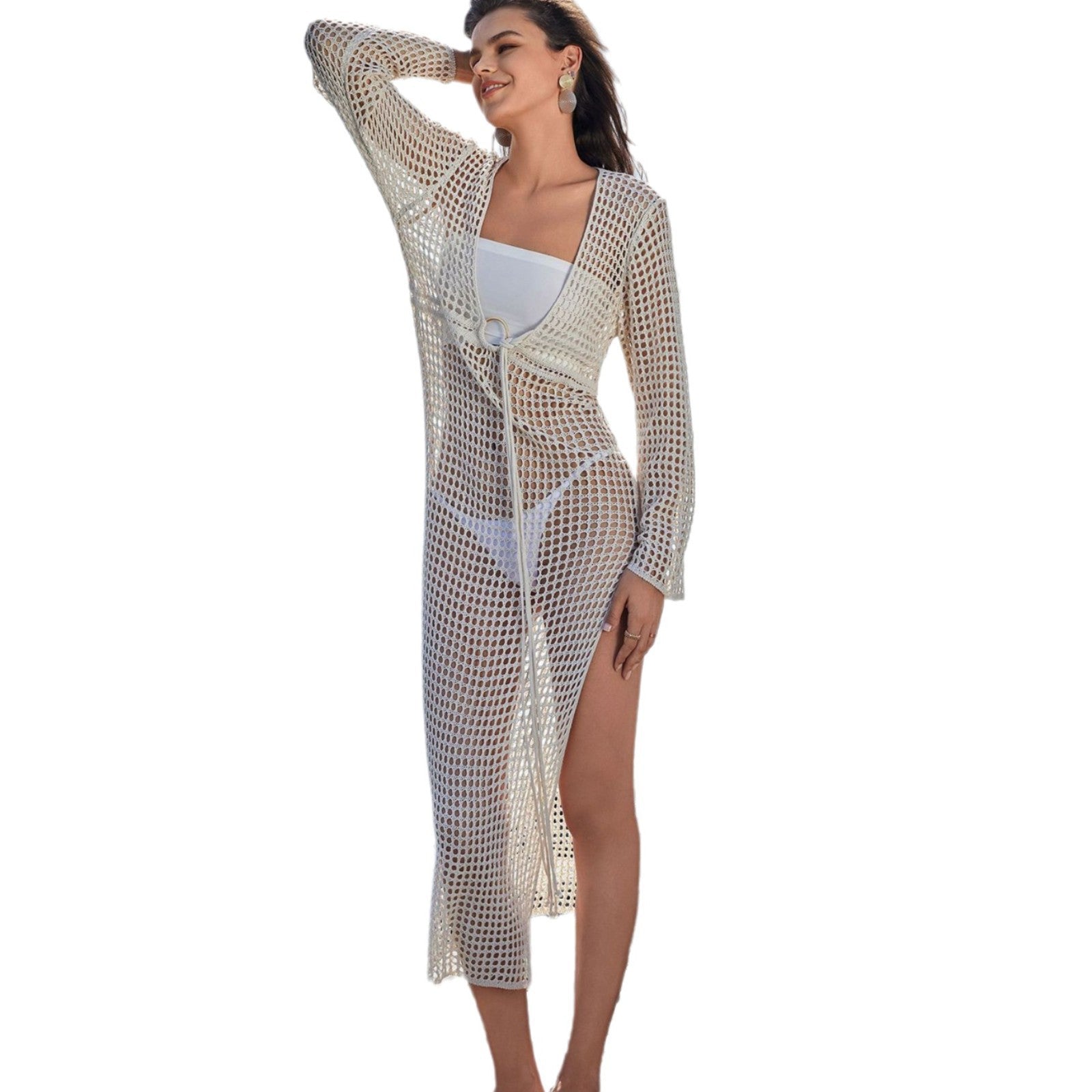 Damen figurbetontes Netzkleid mit raffiniertem Muster R&B