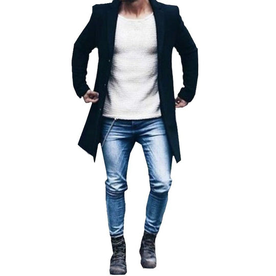 Herren eleganter Mantel mit hochwertigen Details R&B