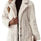 Damen Flauschiger und eleganter Teddy-Mantel mit aufwendiger Struktur