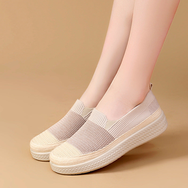 Damen Slip-On Sneakers mit atmungsaktiver Strickoberfläche und rutschfester Sohle R&B