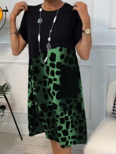 Damen Modisches A-Linie Kleid mit praktischen Taschen und kreativem Muster R&B