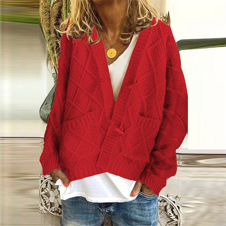 Damen Grobstrick-Cardigan mit praktischen Taschen und modernem Schnitt R&B