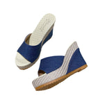 Damen Wedge-Sandaletten mit geflochtenem Absatz und modischem Obermaterial R&B
