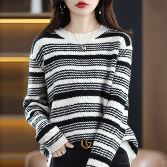 Damen gemusterter Strickpullover R&B
