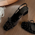 Damen Sling-Pumps mit modischem Schleifenakzent und komfortablem Blockabsatz R&B