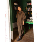 Damen Maxikleid mit eleganten Puffärmeln und schickem Schlips R&B