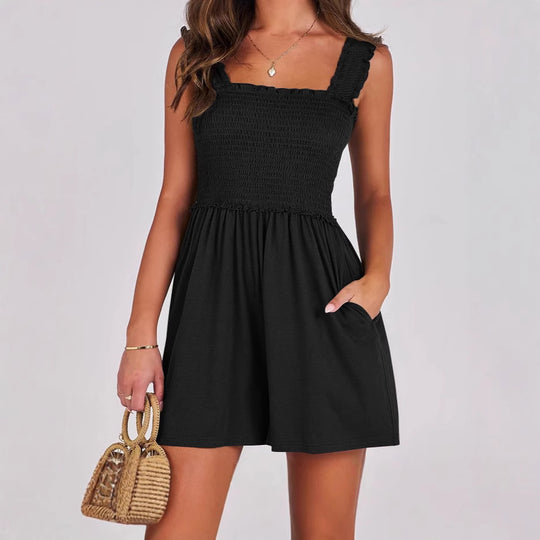 Damen verführerisches Sommerkleid mit Rüschendetails und praktischen Taschen R&B