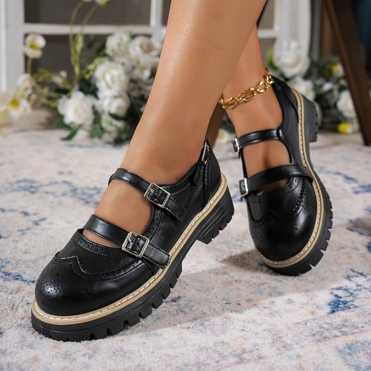 Damen Modische Ballerinas mit Doppelriemen und atmungsaktiver Sohle R&B