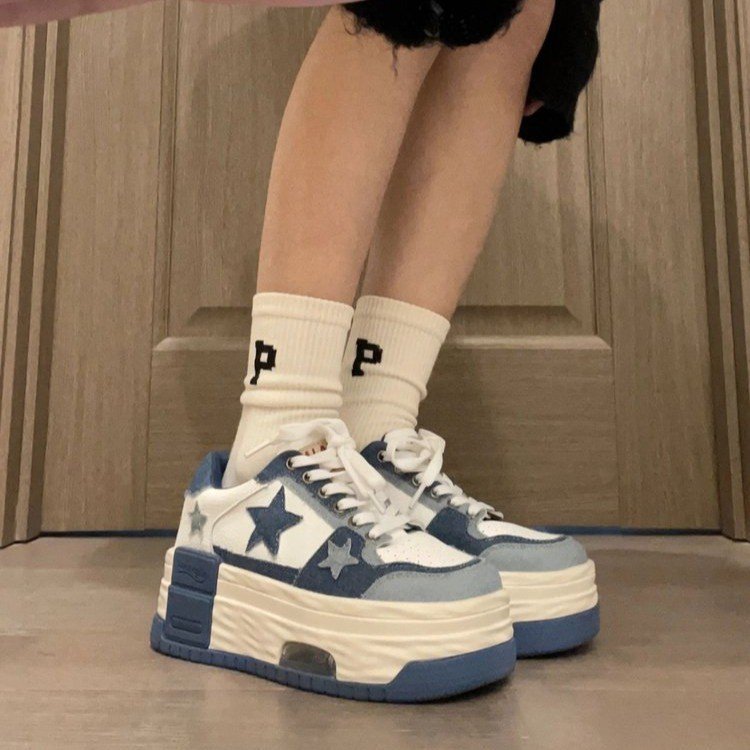 Damen Plattform-Sneaker mit verspieltem Sternen-Design und bequemer Dämpfung R&B