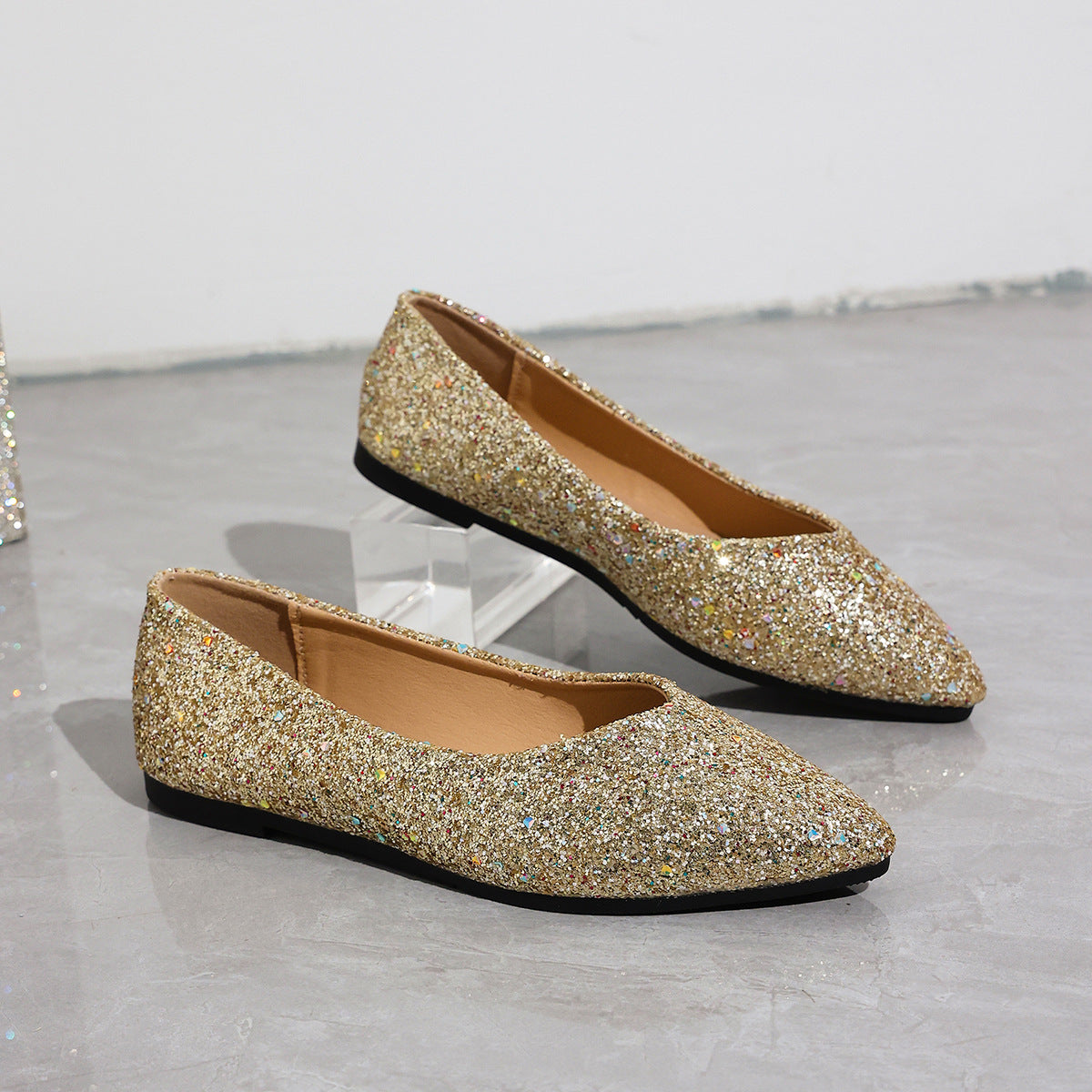 Damen Ballerinas mit funkelndem Glitzer und eleganter Silhouette R&B
