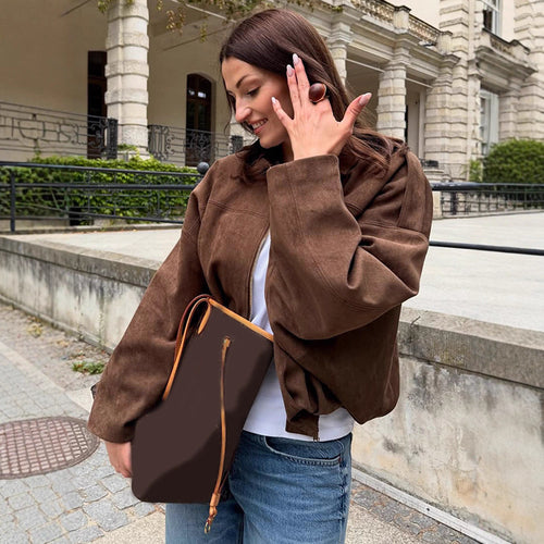 Damen Oversized Wildlederjacke R&B