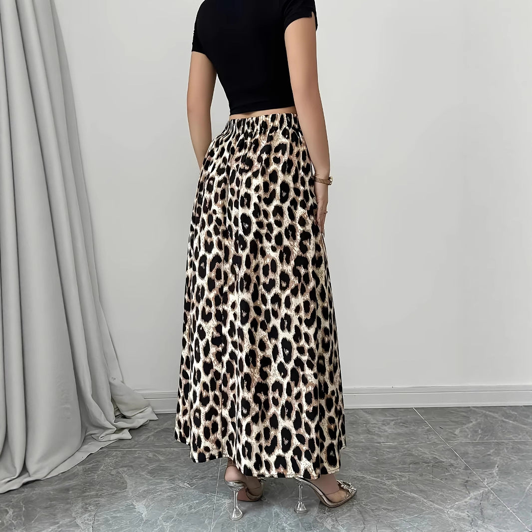 Damen Maxi-Rock mit elegantem Leo-Print und fließendem Schnitt R&B