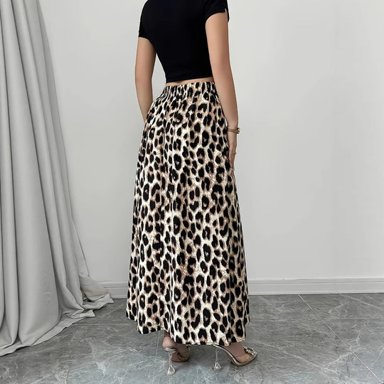 Damen Maxi-Rock mit elegantem Leo-Print und fließendem Schnitt R&B